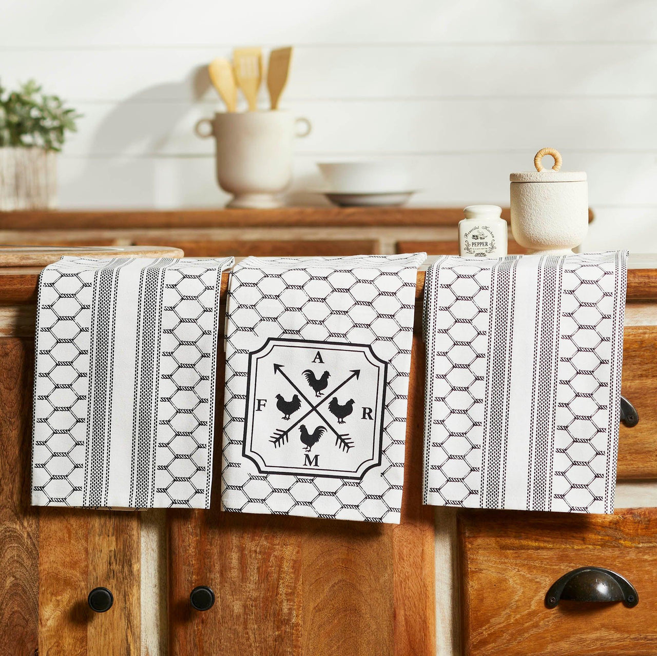 Down Home FARM Tea Towel Set of 3 19x28 - The Fox Decor