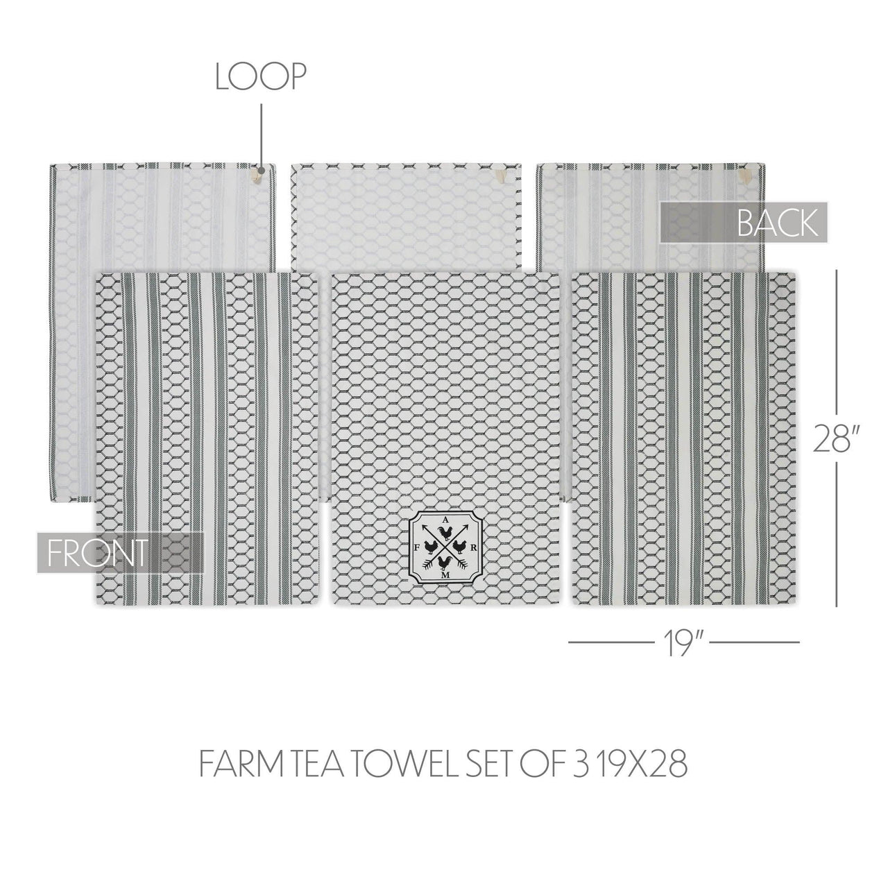 Down Home FARM Tea Towel Set of 3 19x28 - The Fox Decor