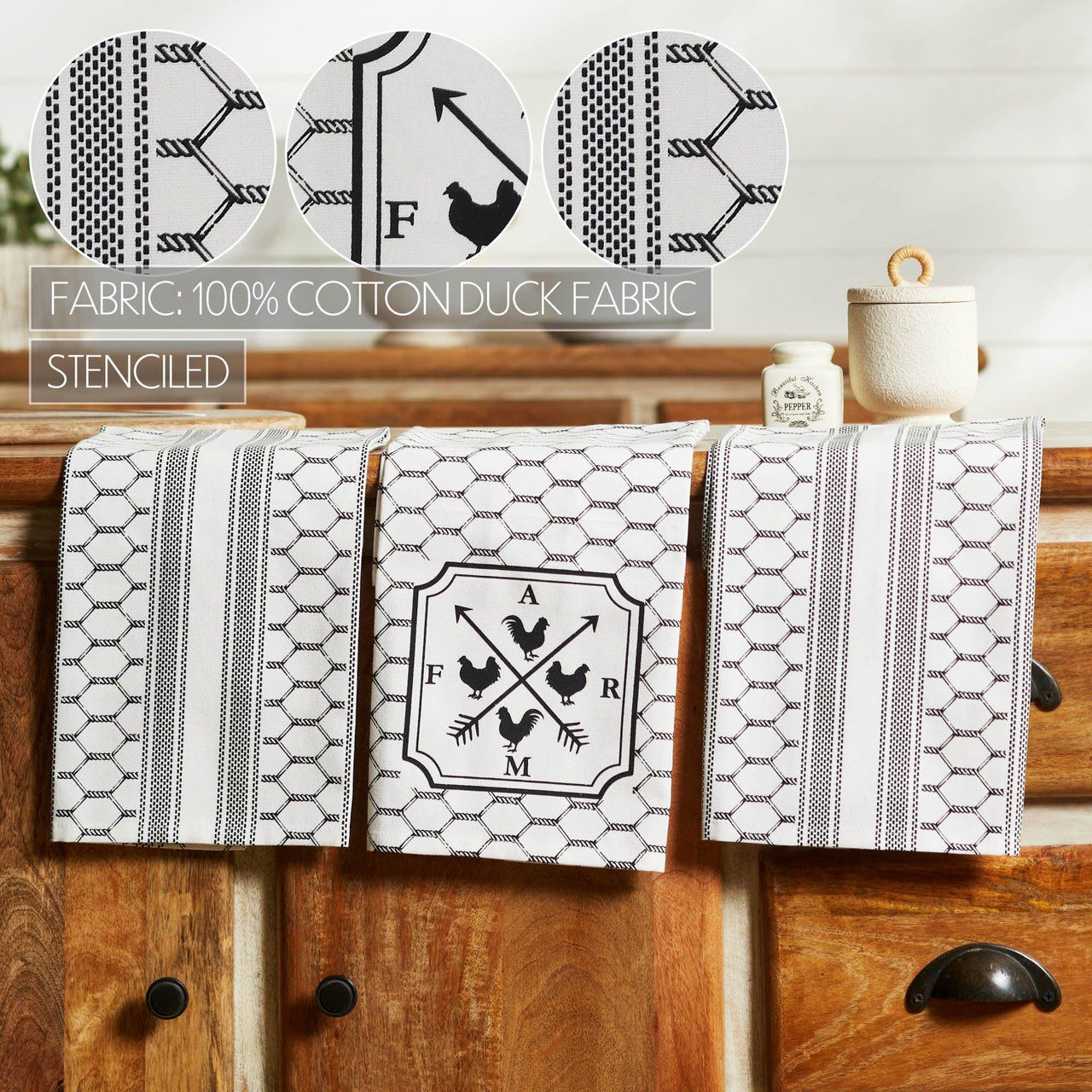 Down Home FARM Tea Towel Set of 3 19x28 - The Fox Decor