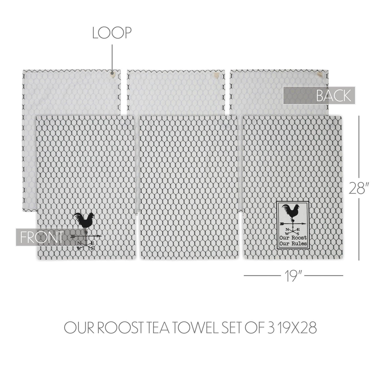 Down Home Our Roost Tea Towel Set of 3 19x28 - The Fox Decor