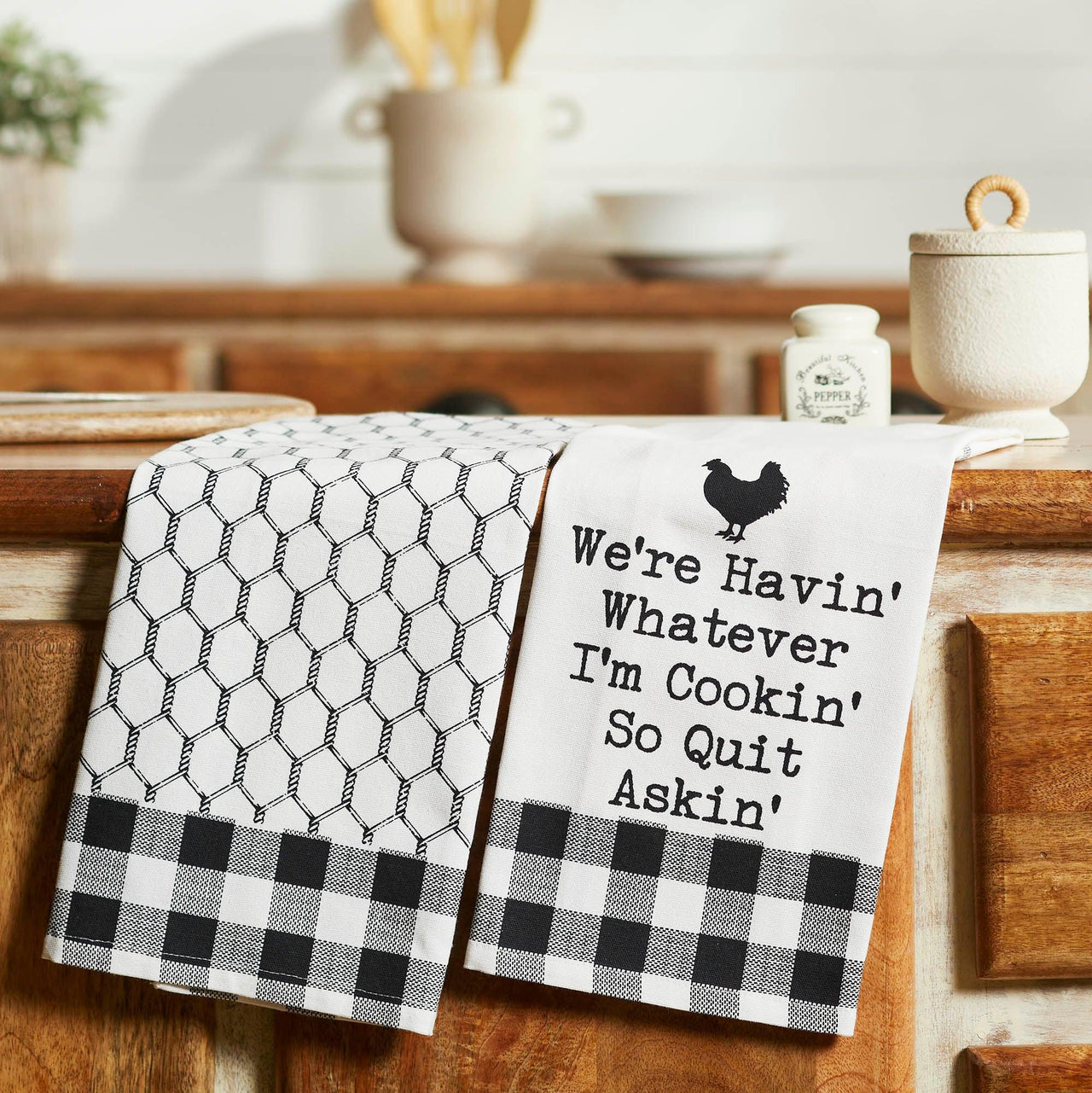 Down Home Whatever I'm Cookin Tea Towel Set of 2 19x28 - The Fox Decor
