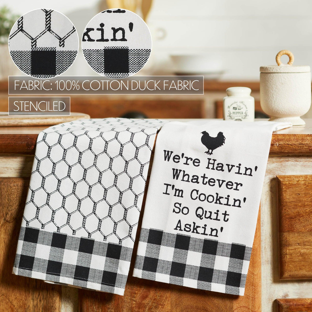 Down Home Whatever I'm Cookin Tea Towel Set of 2 19x28 - The Fox Decor