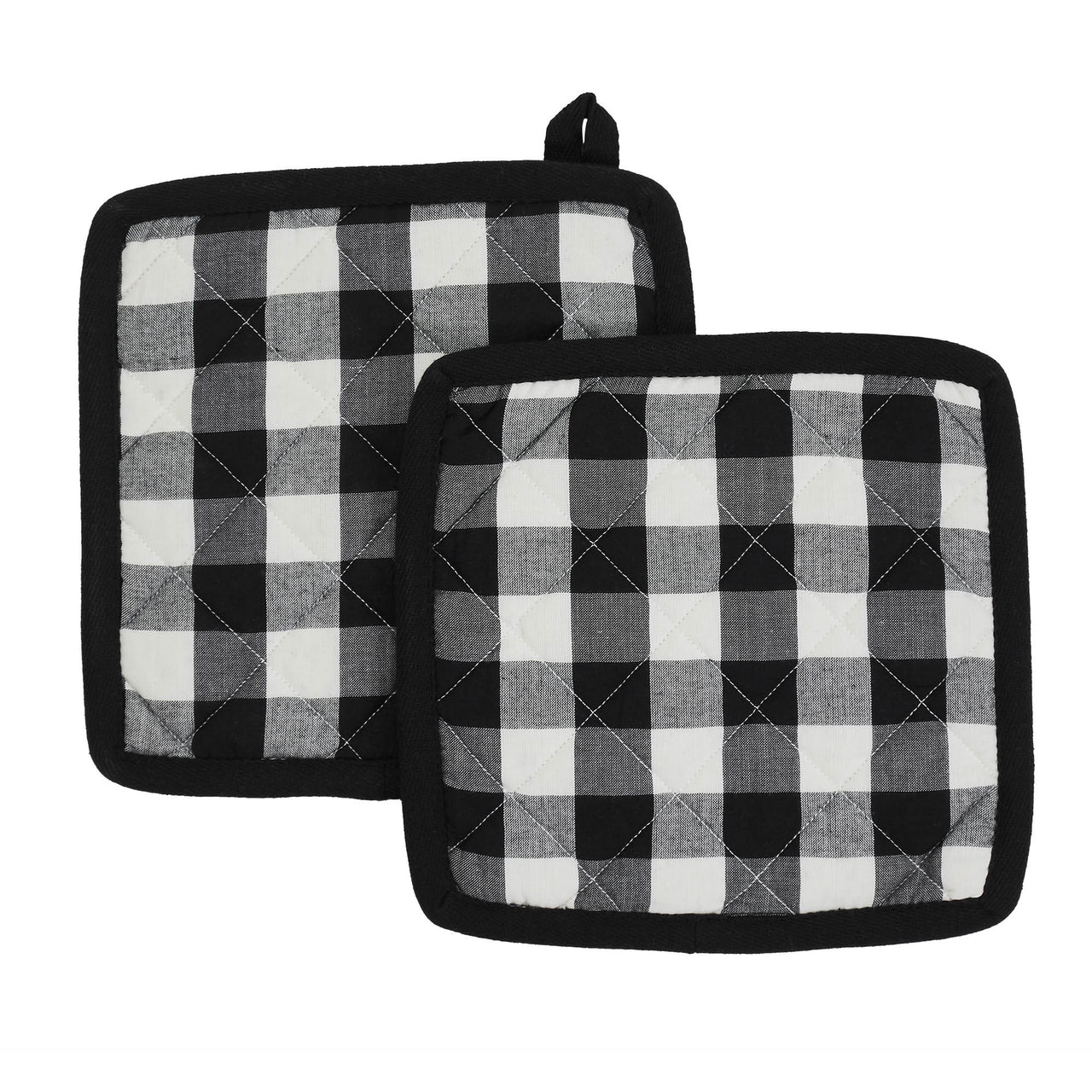 Annie Buffalo Check Black Pot Holder Set of 2 8x8