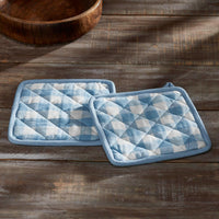 Annie Buffalo Check Blue Pot Holder Set of 2 8x8 - The Fox Decor