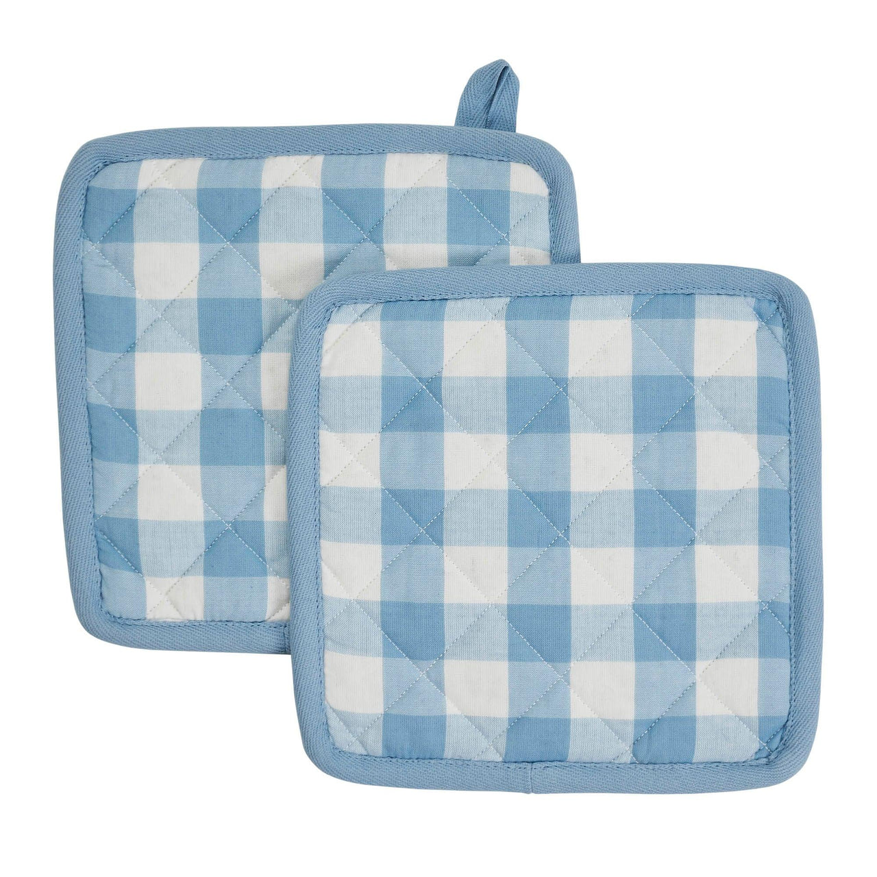 Annie Buffalo Check Blue Pot Holder Set of 2 8x8 - The Fox Decor