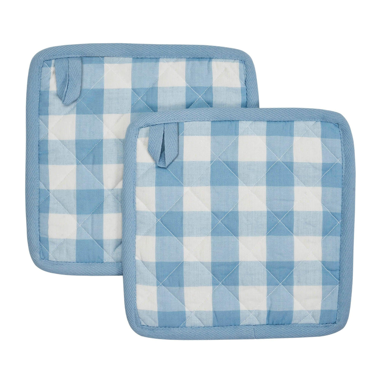 Annie Buffalo Check Blue Pot Holder Set of 2 8x8 - The Fox Decor
