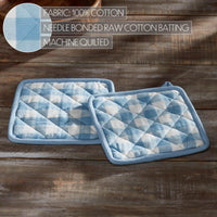 Annie Buffalo Check Blue Pot Holder Set of 2 8x8 - The Fox Decor