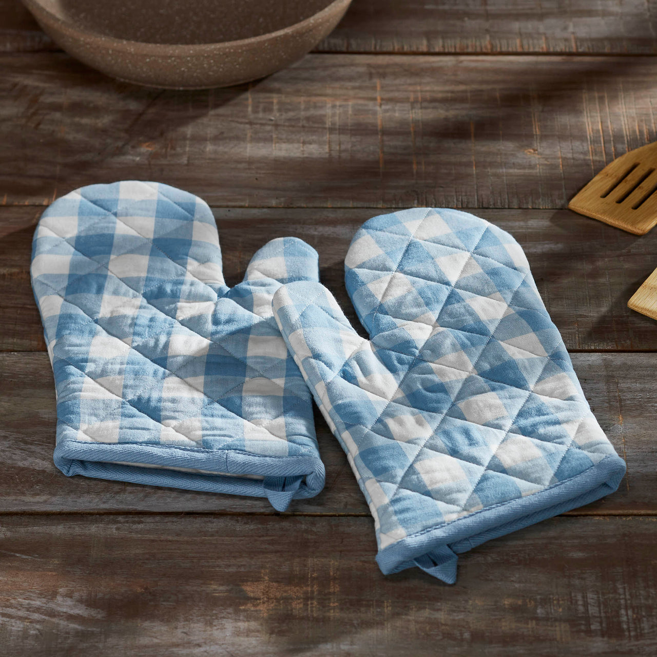 Annie Buffalo Check Blue Oven Mitt Set of 2