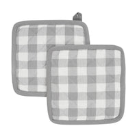 Annie Buffalo Check Grey Pot Holder Set of 2 8x8 - The Fox Decor