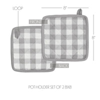Annie Buffalo Check Grey Pot Holder Set of 2 8x8 - The Fox Decor