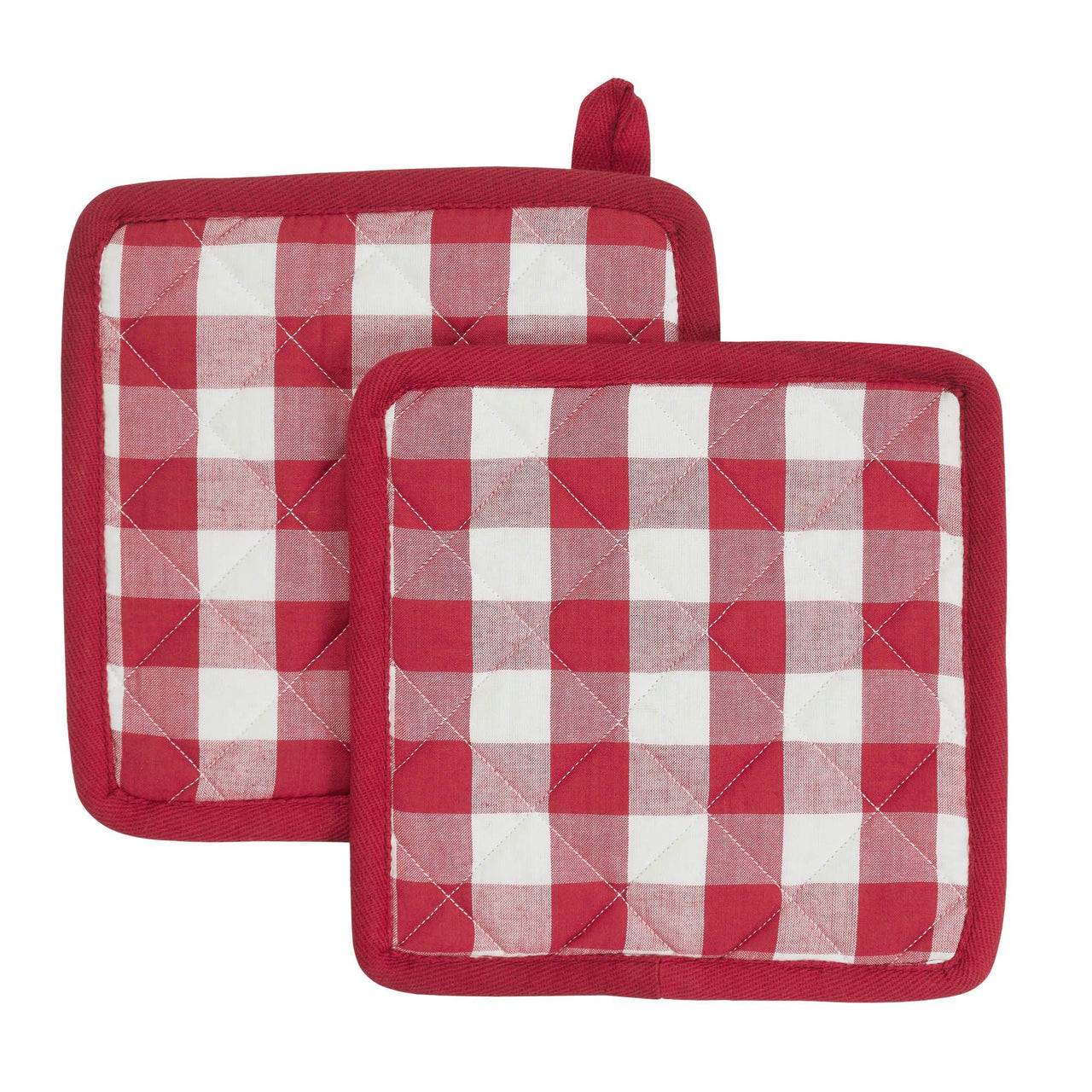 Annie Buffalo Check Red Pot Holder Set of 2 8x8 - The Fox Decor