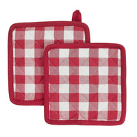 Annie Buffalo Check Red Pot Holder Set of 2 8x8 - The Fox Decor
