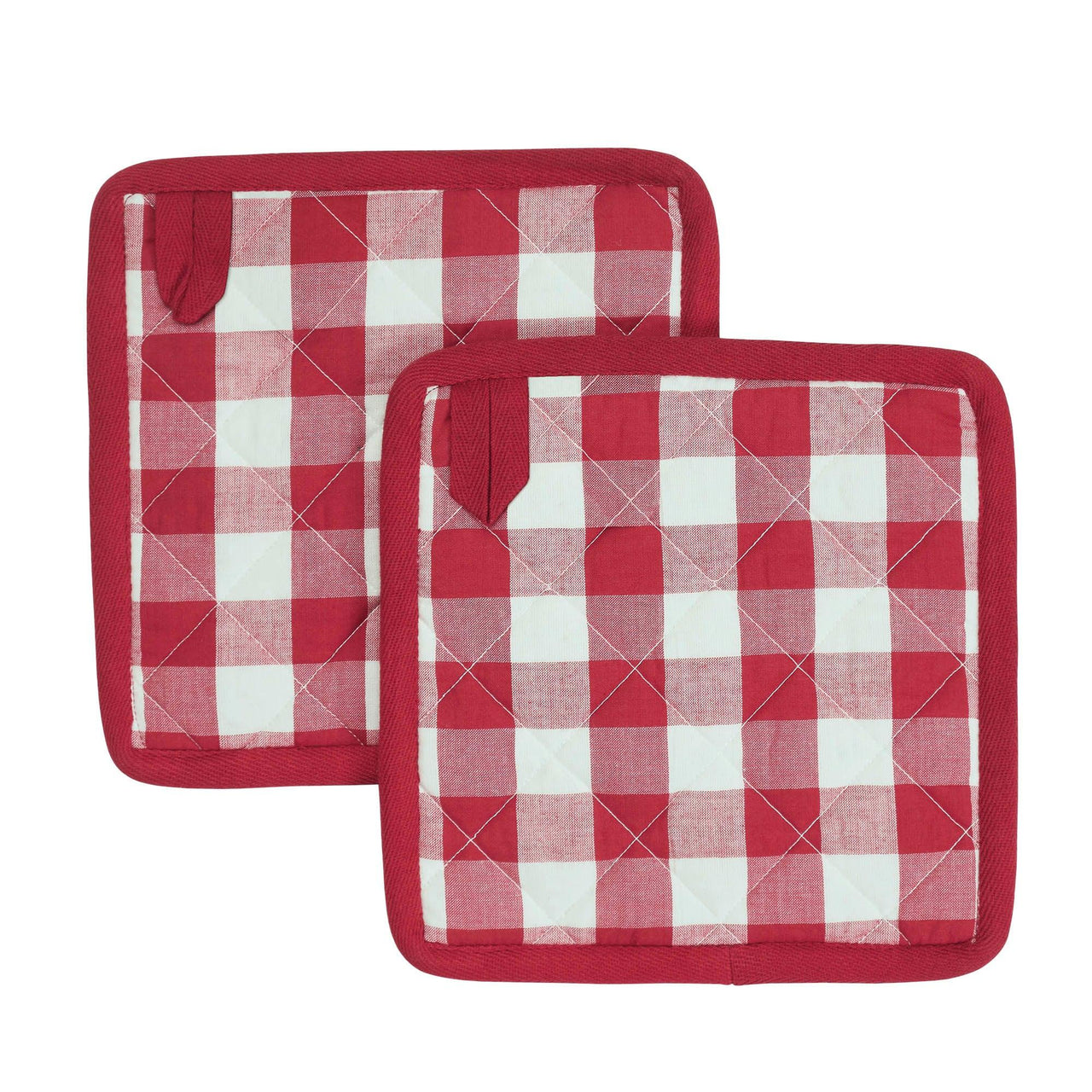 Annie Buffalo Check Red Pot Holder Set of 2 8x8 - The Fox Decor