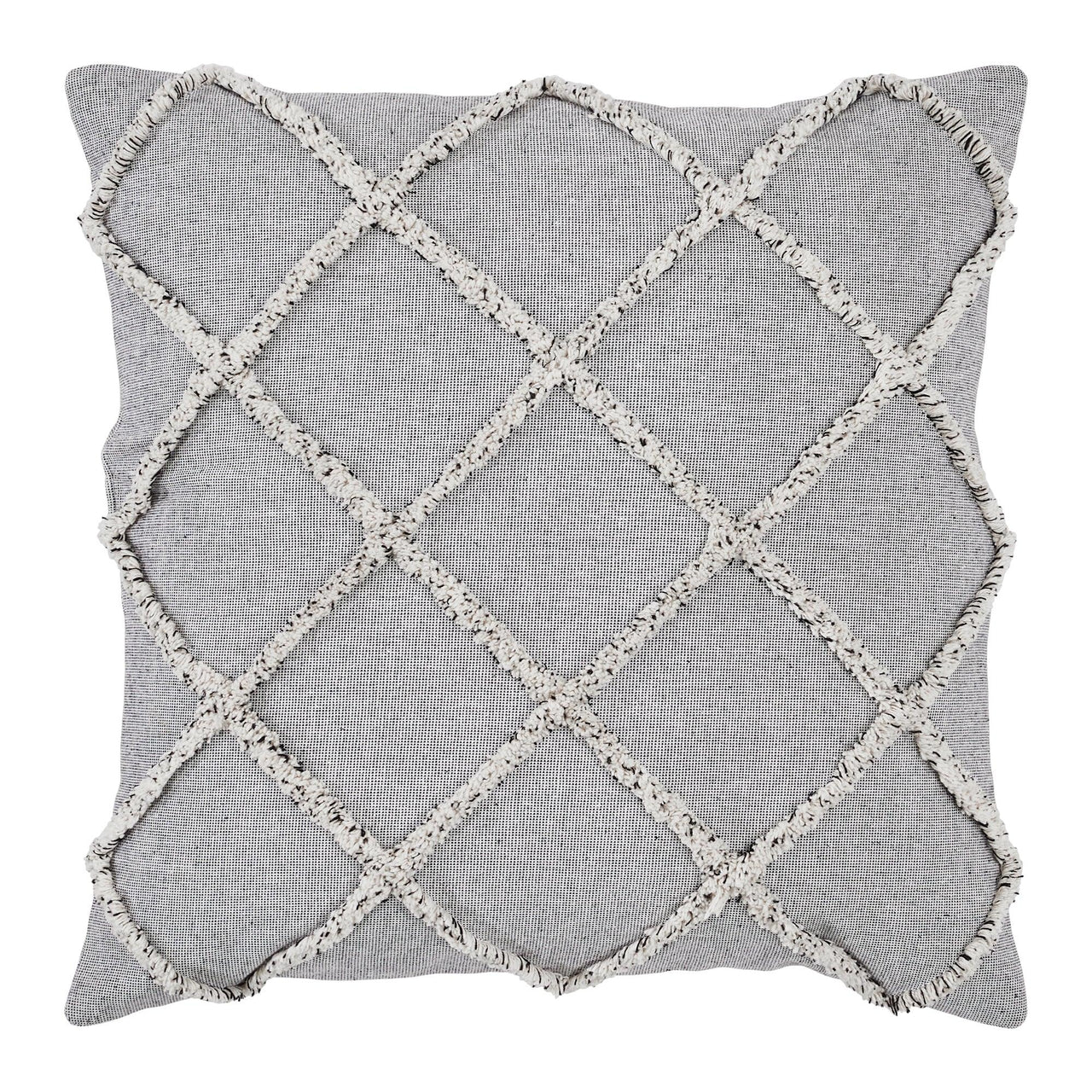 Frayed Lattice Creme & Black Pillow 20x20 - The Fox Decor