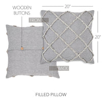 Frayed Lattice Creme & Black Pillow 20x20 - The Fox Decor