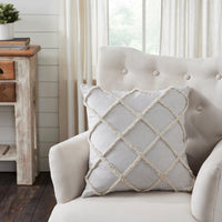 Frayed Lattice Oatmeal Pillow 20x20 - The Fox Decor
