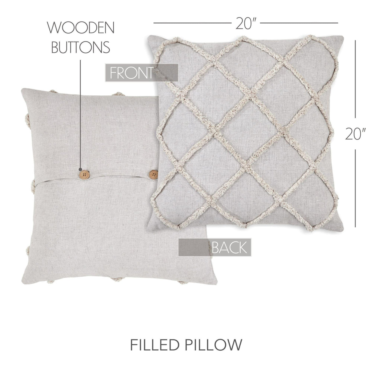 Frayed Lattice Oatmeal Pillow 20x20 - The Fox Decor
