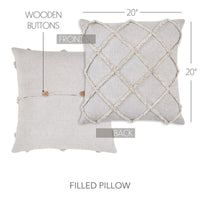 Frayed Lattice Oatmeal Pillow 20x20 - The Fox Decor