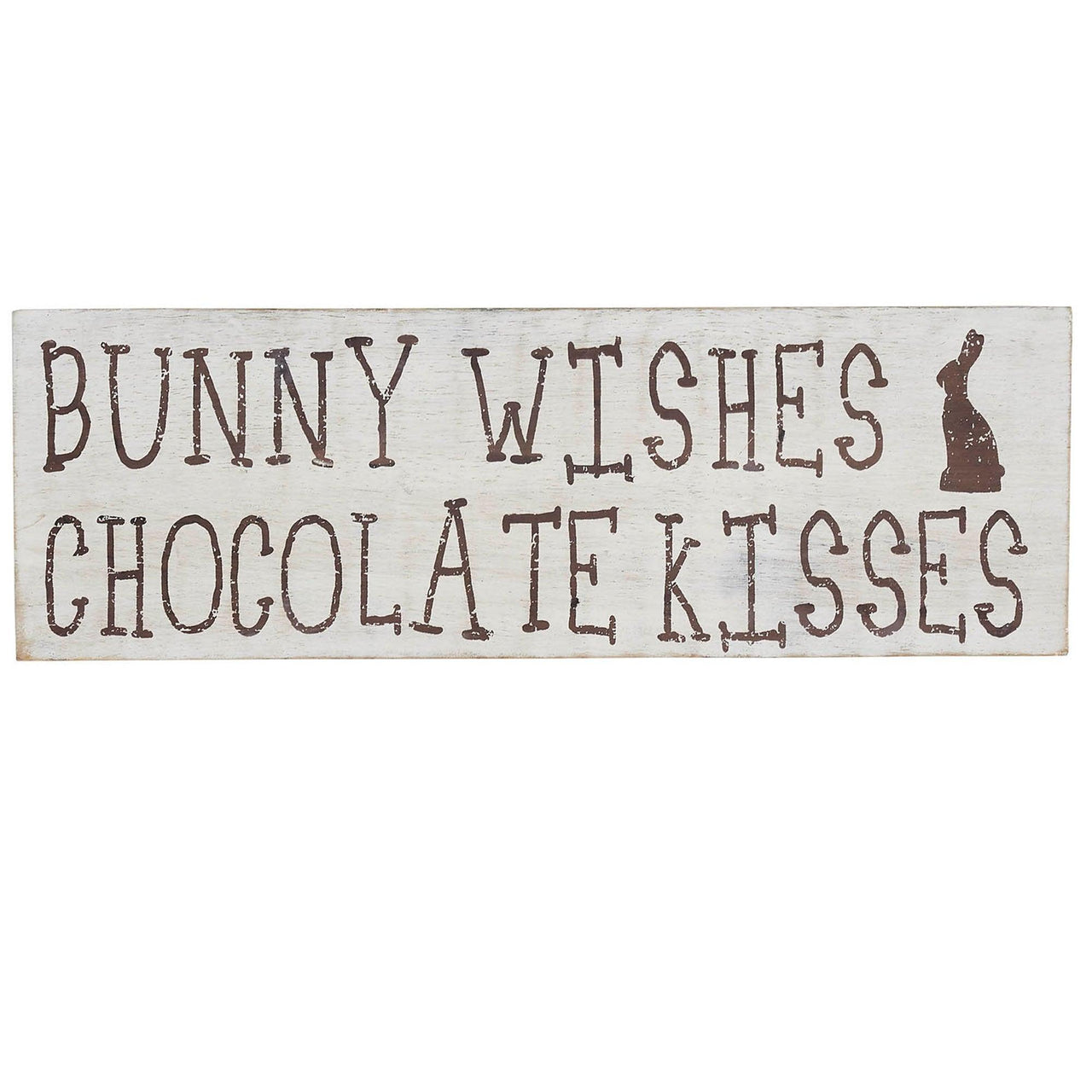 Bunny Wishes Chocolate Kisses Wooden Sign 4x12 - The Fox Decor