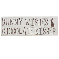 Bunny Wishes Chocolate Kisses Wooden Sign 4x12 - The Fox Decor