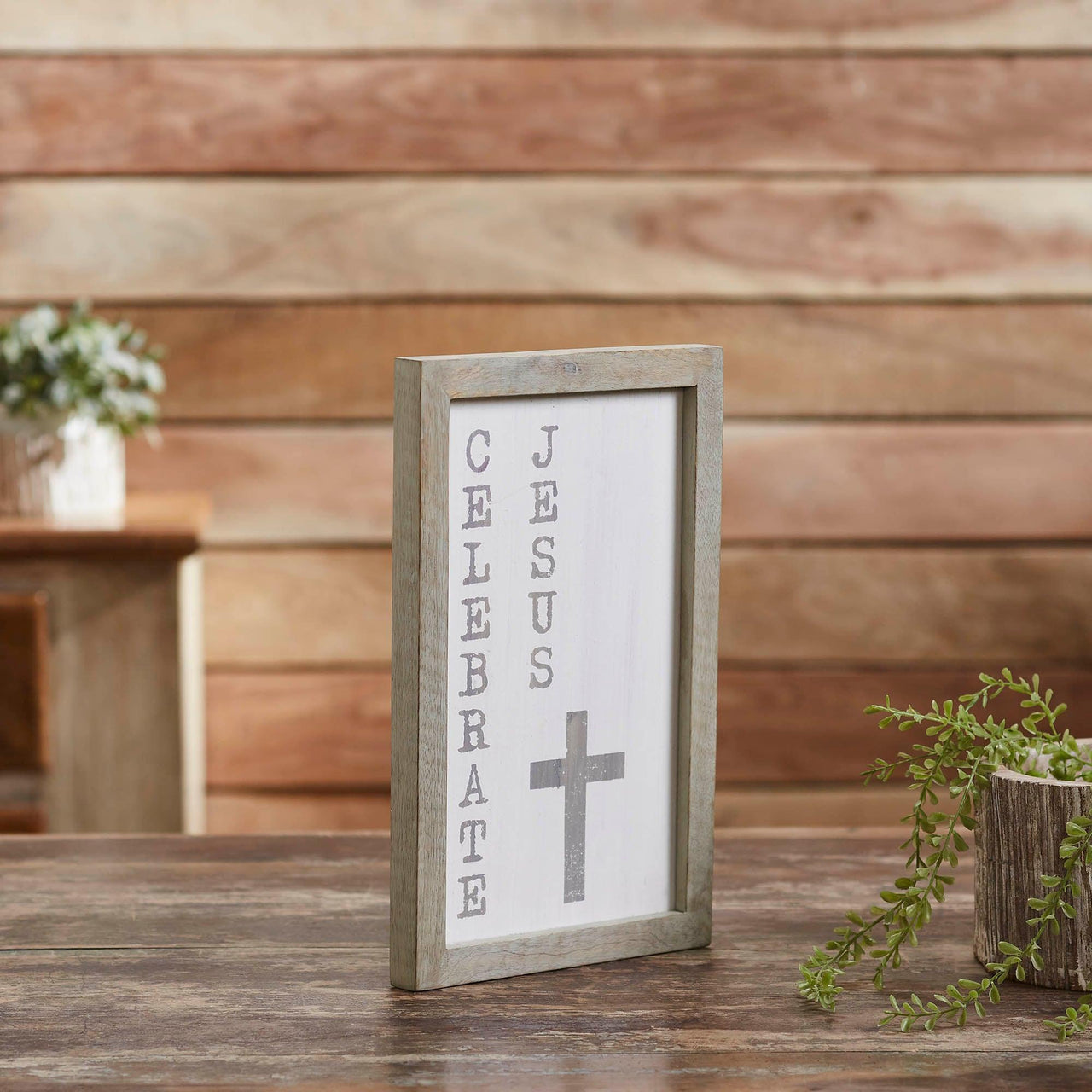 Celebrate Jesus Wooden Shadow Box Frame 15x9x1 - The Fox Decor