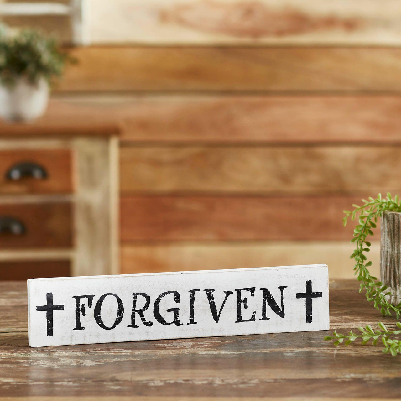 Forgiven with Crosses Wooden Sign 3x14 - The Fox Decor