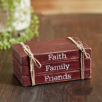 Faith Family Friends Faux Book Stack 2.5x6x4 - The Fox Decor