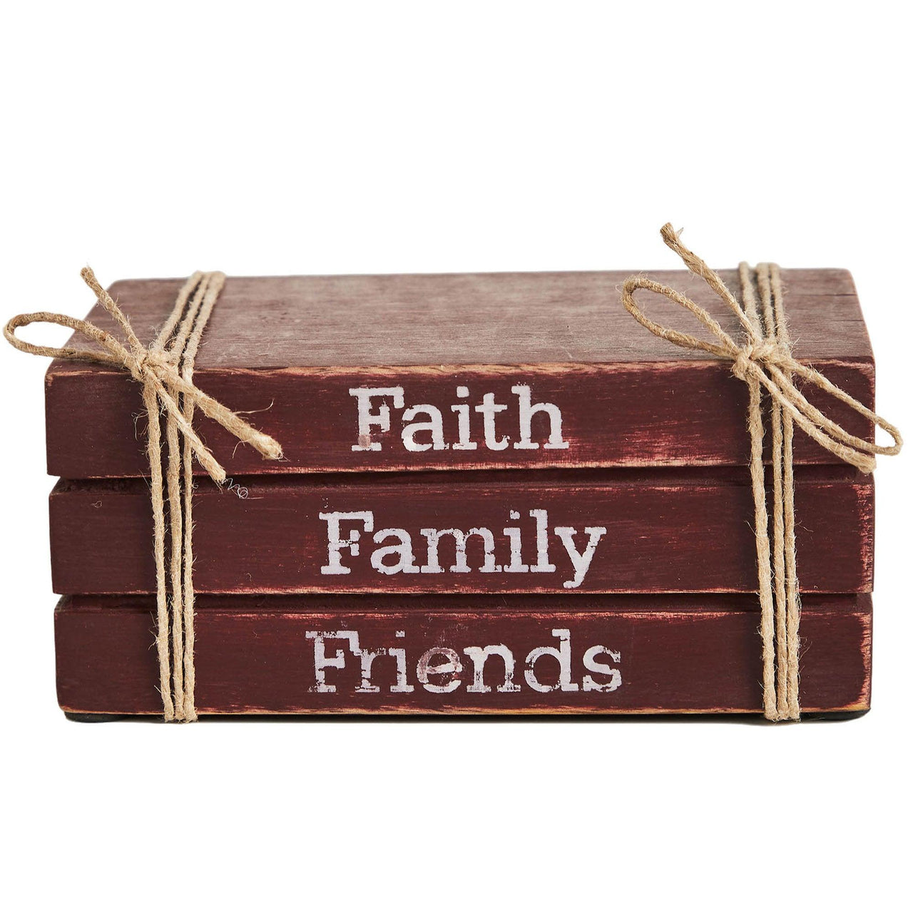 Faith Family Friends Faux Book Stack 2.5x6x4 - The Fox Decor