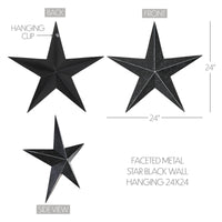 Faceted Metal Star Black Wall Hanging 24x24 - The Fox Decor