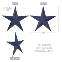 Faceted Metal Star Navy Wall Hanging 24x24 - The Fox Decor