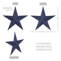 Faceted Metal Star Navy Wall Hanging 12x12 - The Fox Decor