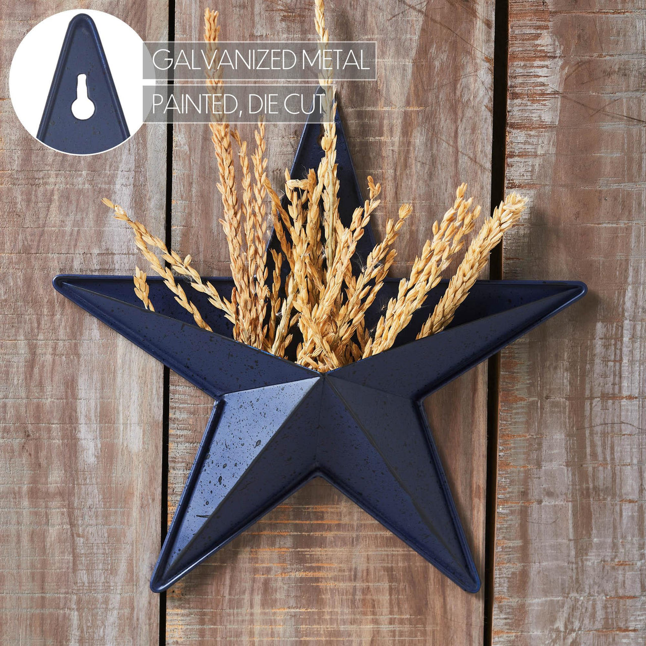 Faceted Metal Star Navy Wall Hanging w/ Pocket 12x12 - The Fox Decor