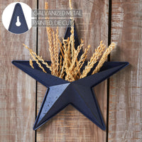 Faceted Metal Star Navy Wall Hanging w/ Pocket 12x12 - The Fox Decor