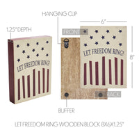 Let Freedom Ring Wooden Block 8x6x1.25 - The Fox Decor