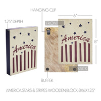 Thumbnail for America Stars & Stripes Wooden Block 8x6x1.25