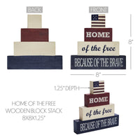 Home Of The Free Wooden Block Stack 8x8x1.25 - The Fox Decor