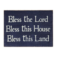 Bless The Lord Blue Wooden Sign 6x8x1.5 - The Fox Decor