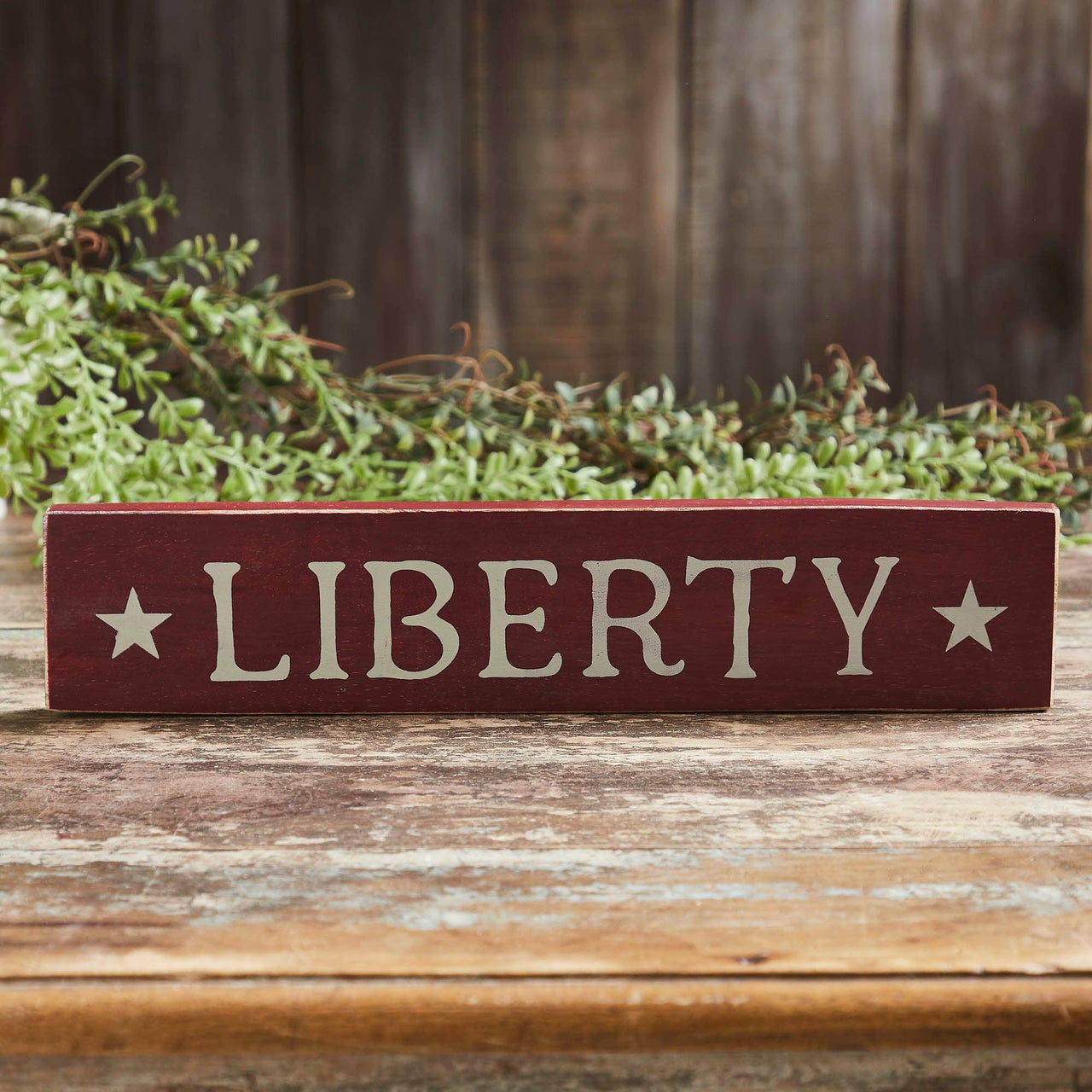Burgundy Liberty Wooden Sign 3x14 - The Fox Decor
