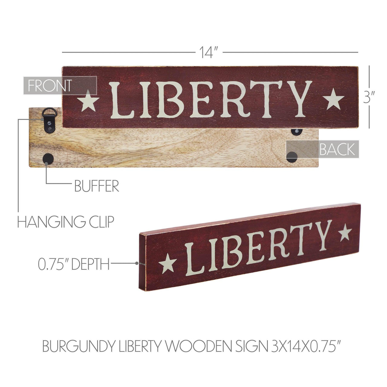 Burgundy Liberty Wooden Sign 3x14 - The Fox Decor