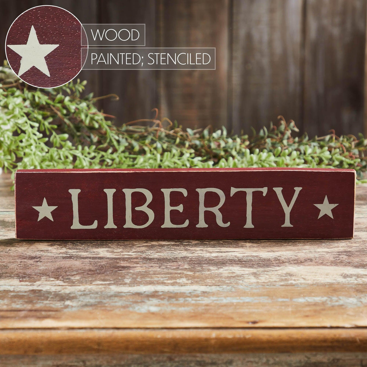 Burgundy Liberty Wooden Sign 3x14 - The Fox Decor