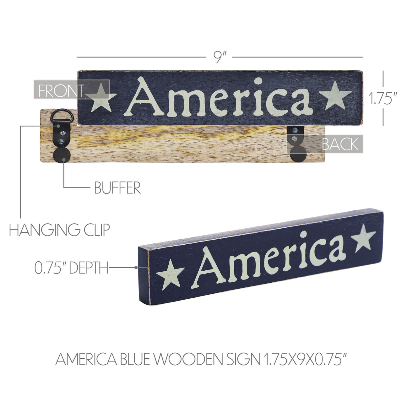 America Blue Wooden Sign 1.75x9