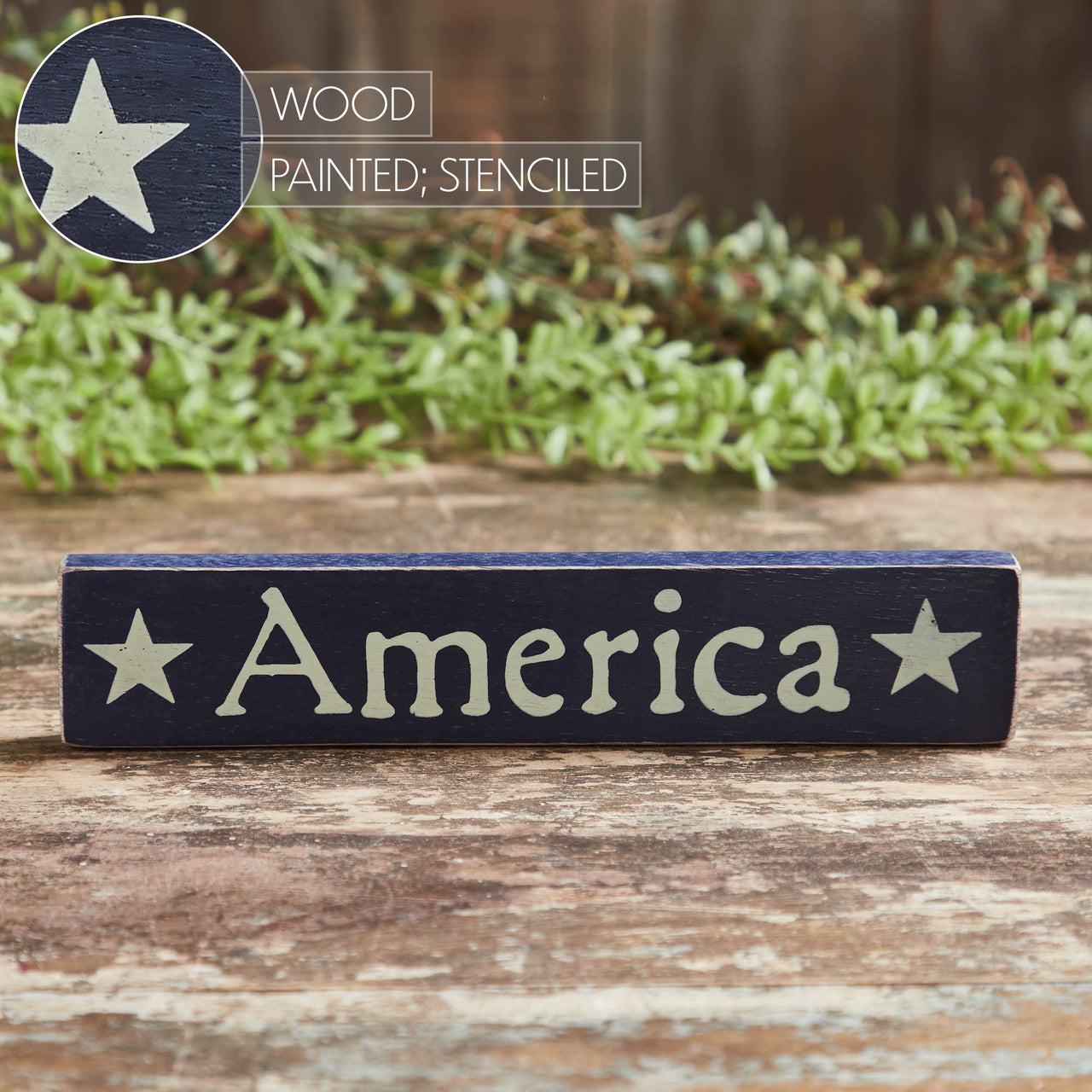 America Blue Wooden Sign 1.75x9