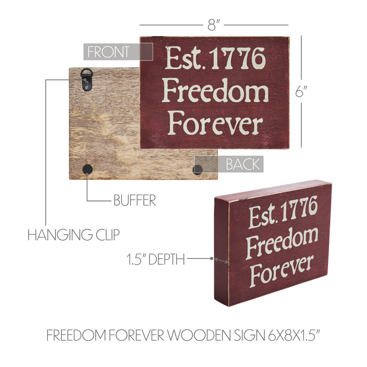 Freedom Forever Wooden Sign 6x8x1.5 - The Fox Decor