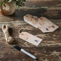 Primitive Star Tea Stained Paper Tag Navy 4.75x2.25 w/ Twine Set of 50 - The Fox Decor