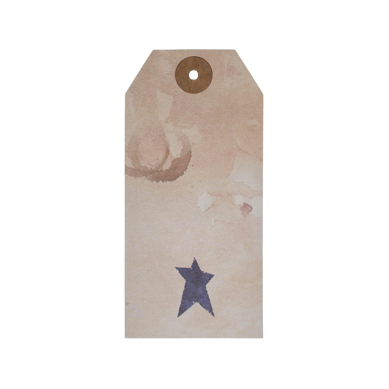 Primitive Star Tea Stained Paper Tag Navy 4.75x2.25 w/ Twine Set of 50 - The Fox Decor