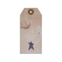 Primitive Star Tea Stained Paper Tag Navy 4.75x2.25 w/ Twine Set of 50 - The Fox Decor