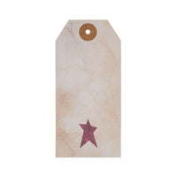 Primitive Star Tea Stained Paper Tag Burgundy 4.75x2.25 w/ Twine Set of 50 - The Fox Decor
