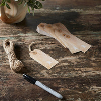 Primitive Star Tea Stained Paper Tag Creme 3.75x1.75 w/ Twine Set of 50 - The Fox Decor