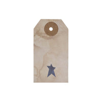 Primitive Star Tea Stained Paper Tag Navy 2.75x1.5 w/ Twine Set of 50 - The Fox Decor