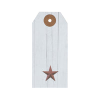 Faceted Barn Star Barnwood Paper Tag Barn Red 3.75x1.75 w/ Twine Set of 50 - The Fox Decor